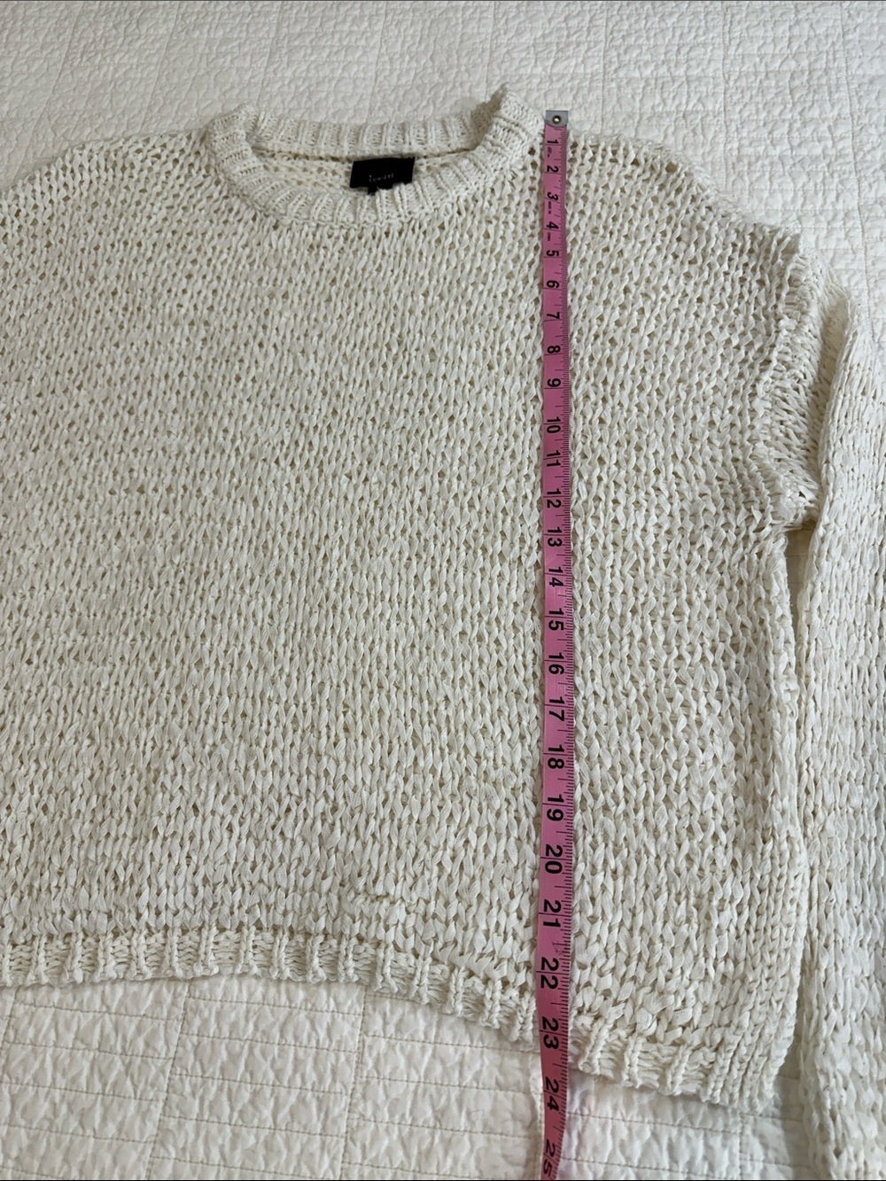 Lumiere Large Light Cream Open-Knit Crewneck Sweater Coastal - Picture 5 of 5